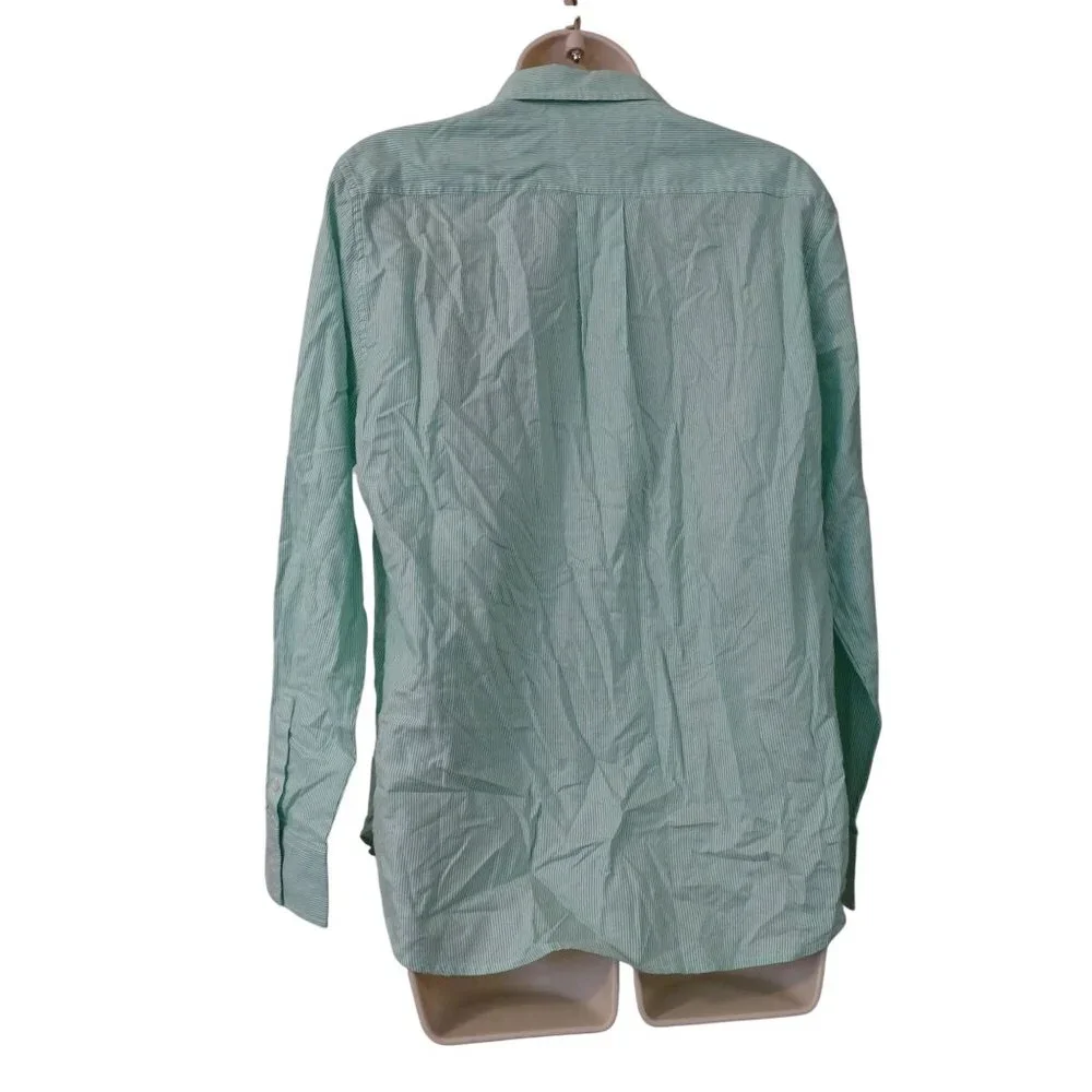 Everlane Oversized Green Button Up Stripe Cotton Shirt Size 10 Long Sleeve NWOT - Picture 3 of 8
